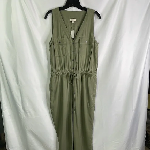 NWT Loft outlet green sleeveless jumpsuit - Picture 2 of 5